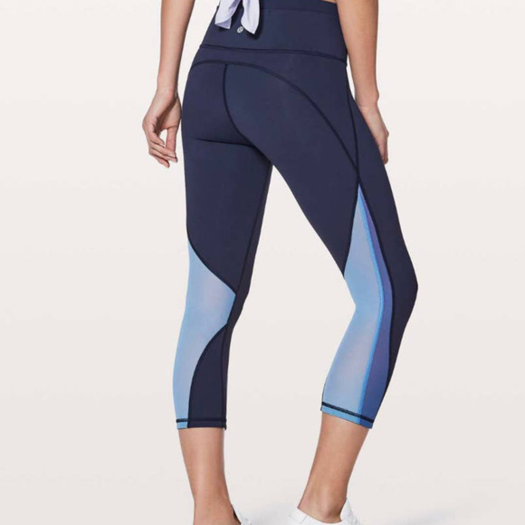 lululemon athletica Pants - Lululemon Mix & Mesh Crop 21" Midnight Navy / Moroccan Blue / Light Horizon- 6